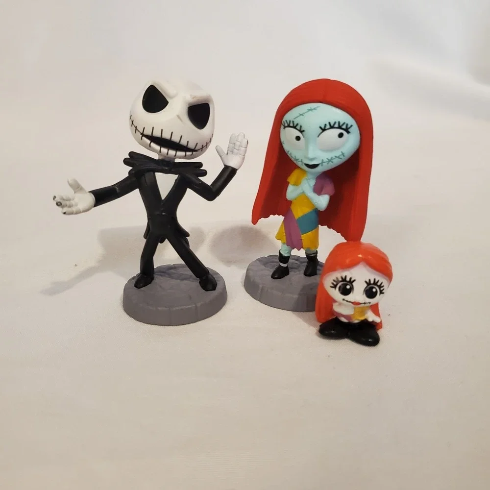 Nightmare Before Christmas Jack Skellington & Sally Figures Cake Topper Lot